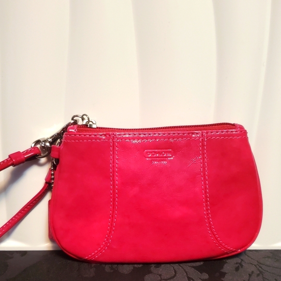Coach Handbags - Coach Hot Pink Leather Wristlet